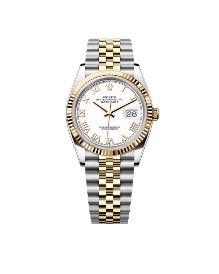 Super Clone Rolex Datejust 36mm White Dial Yellow Gold Fluted Bezel Jubilee