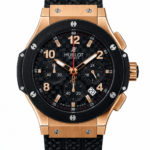 Super Clone Hublot Big Bang Rose Gold Black Carbon Dial Chronograph Rubber Strap