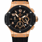 Super Clone Hublot Big Bang Rose Gold Black Carbon Dial Rubber Strap