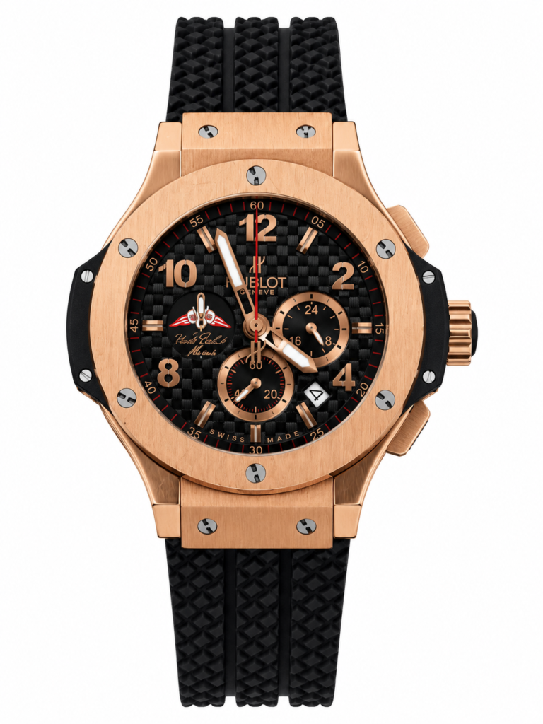 Super Clone Hublot Big Bang Rose Gold Black Carbon Dial Rubber Strap