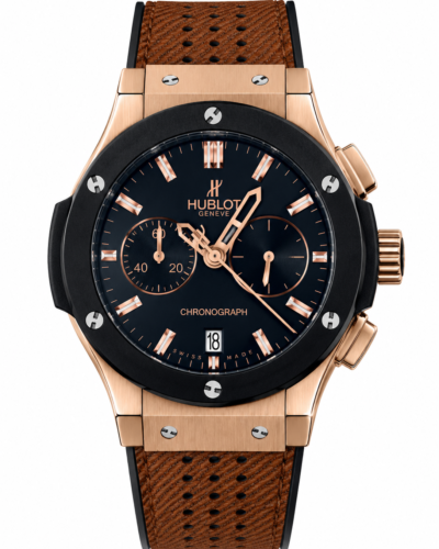 Super Clone Hublot Big Bang Rose Gold Black Dial Chronograph Brown Leather Strap – Swiss SuperClone