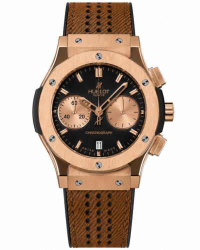 Super Clone Hublot Big Bang Rose Gold Black Dial Brown Leather Strap – Swiss SuperClone