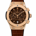 Super Clone Hublot Big Bang Rose Gold Brown Sunburst Dial Crocodile Leather Strap