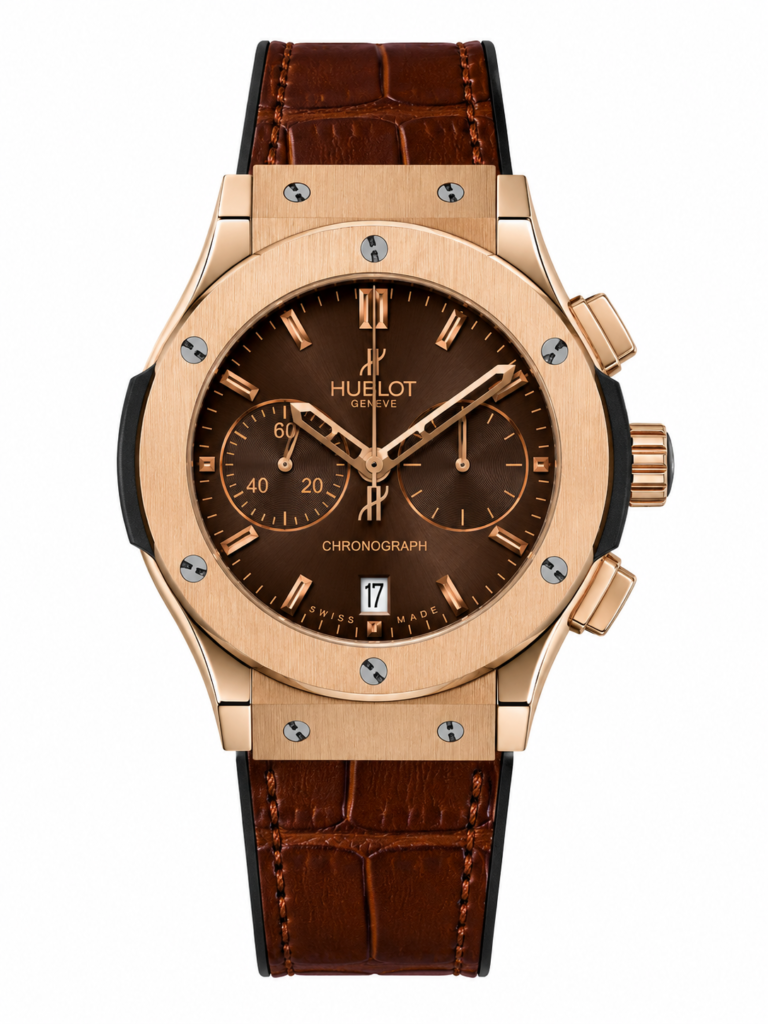 Super Clone Hublot Big Bang Rose Gold Brown Sunburst Dial Crocodile Leather Strap