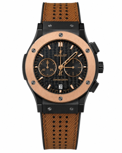 Super Clone Hublot Big Bang Rose Gold Carbon Dial Brown Leather Strap – Swiss SuperClone