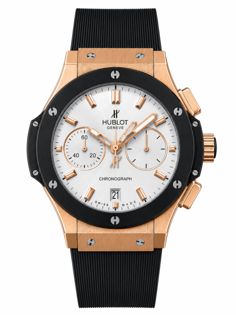 Super Clone Hublot Big Bang Rose Gold White Dial Chronograph Rubber Strap