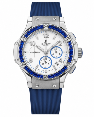 Super Clone Hublot Big Bang Silver Blue Diamond Bezel White Dial Rubber Strap – Swiss SuperClone