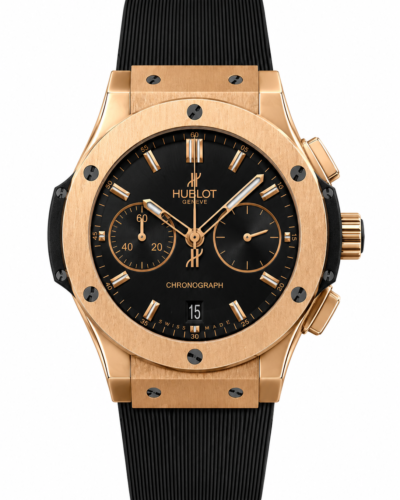 Super Clone Hublot Classic Fusion Rose Gold Black Dial Chronograph Rubber Strap – Swiss SuperClone
