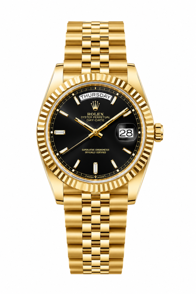 Super Clone Rolex Day-Date Full Gold Black Dial Jubilee