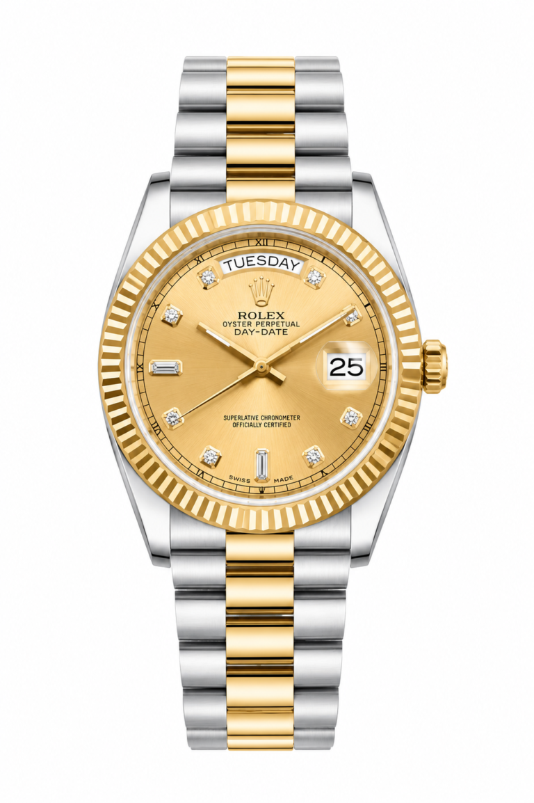 Super Clone Rolex Day-Date Two Tone Champagne Diamond Dial
