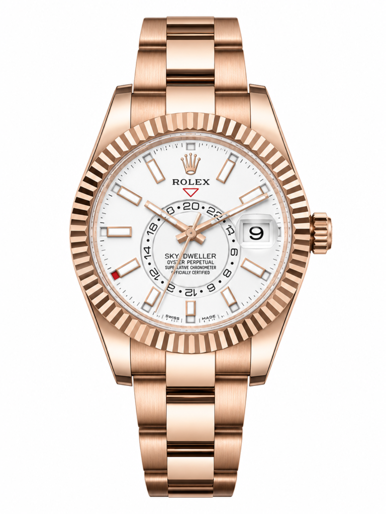 Super Clone Rolex Sky-Dweller Rose Gold White Dial