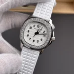 Super Clone Patek Philippe Aquanaut 5067A-025 35.6mm White Dial Diamond Bezel Moissanite Steel – CustomizeVersion – Swiss SuperClone