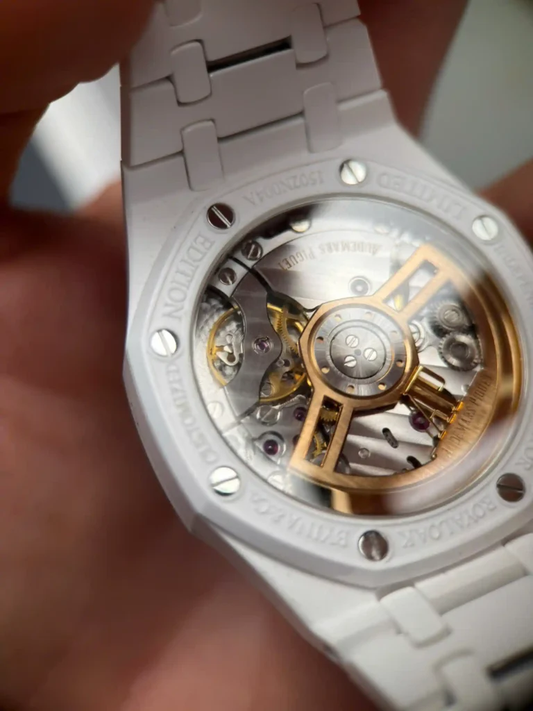 Super Clone Audemars Piguet Ceramic — on leather display