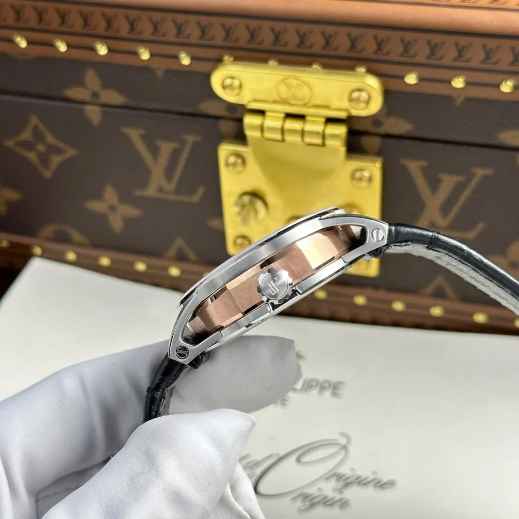 Super Clone Audemars Piguet Steel — on leather display