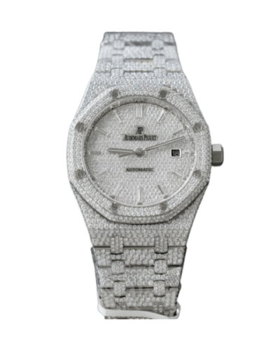 Super Clone Audemars Piguet Royal Oak 15400ST 41mm Full Moissanite Hongkong – Customize Diamod