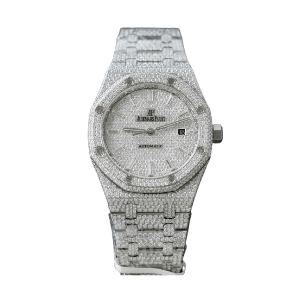 Super Clone Audemars Piguet Royal Oak 15400ST 41mm Full Moissanite Hongkong – Customize Diamod