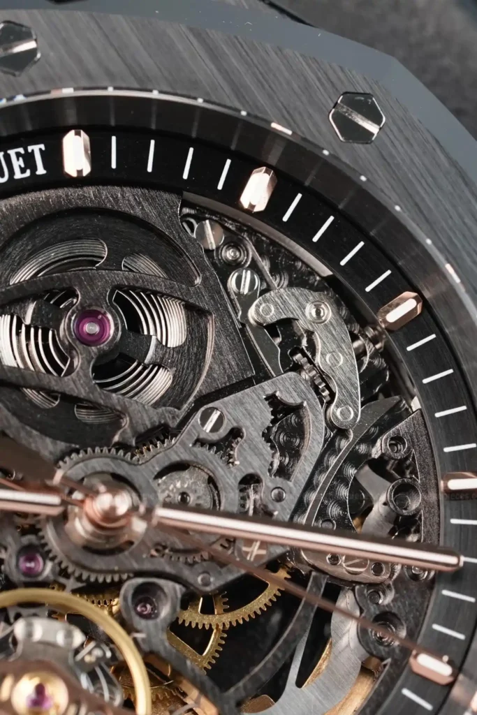 Super Clone Audemars Piguet Royal Oak 15407CE.OO 41mm Skeleton Dial Ceramic V3 Base — movement / caseback view