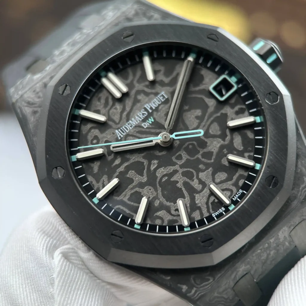 Super Clone Audemars Piguet Royal Oak 41mm Steel Bracelet Carbon — clasp and links
