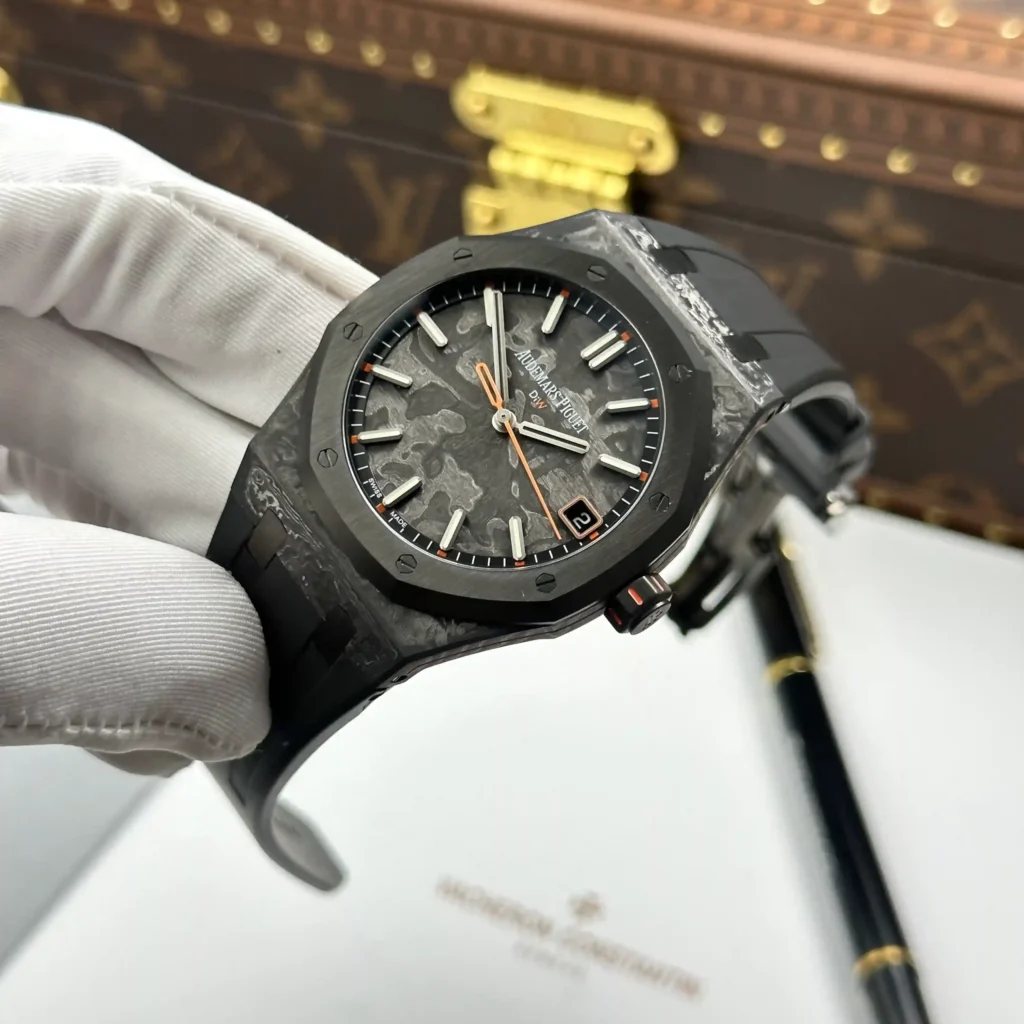 Super Clone Audemars Piguet Royal Oak 15500 DiW Voidline Carbon 41mm orange color — bracelet detail