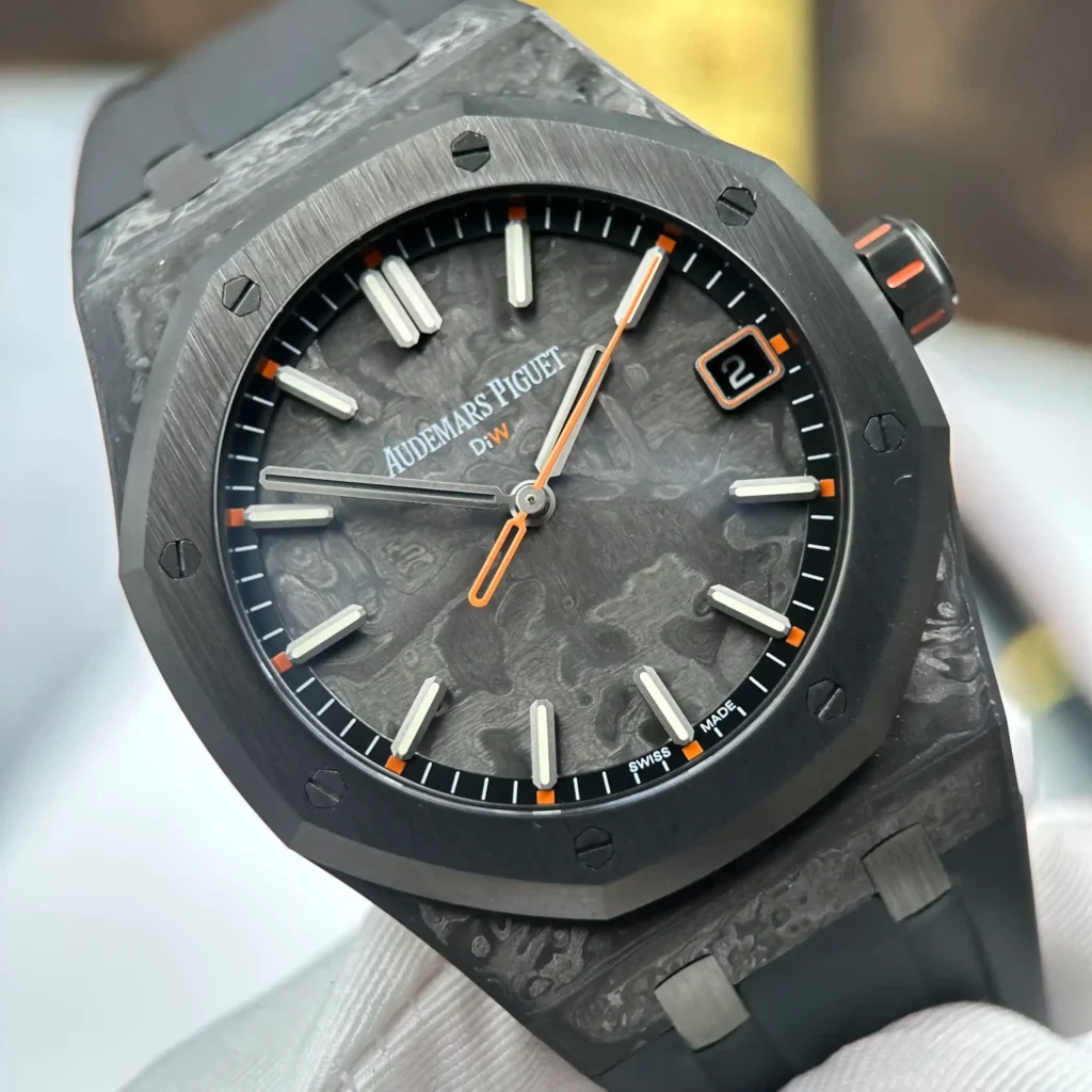 Super Clone Audemars Piguet Royal Oak 15500 DiW Voidline Carbon 41mm orange color — side profile