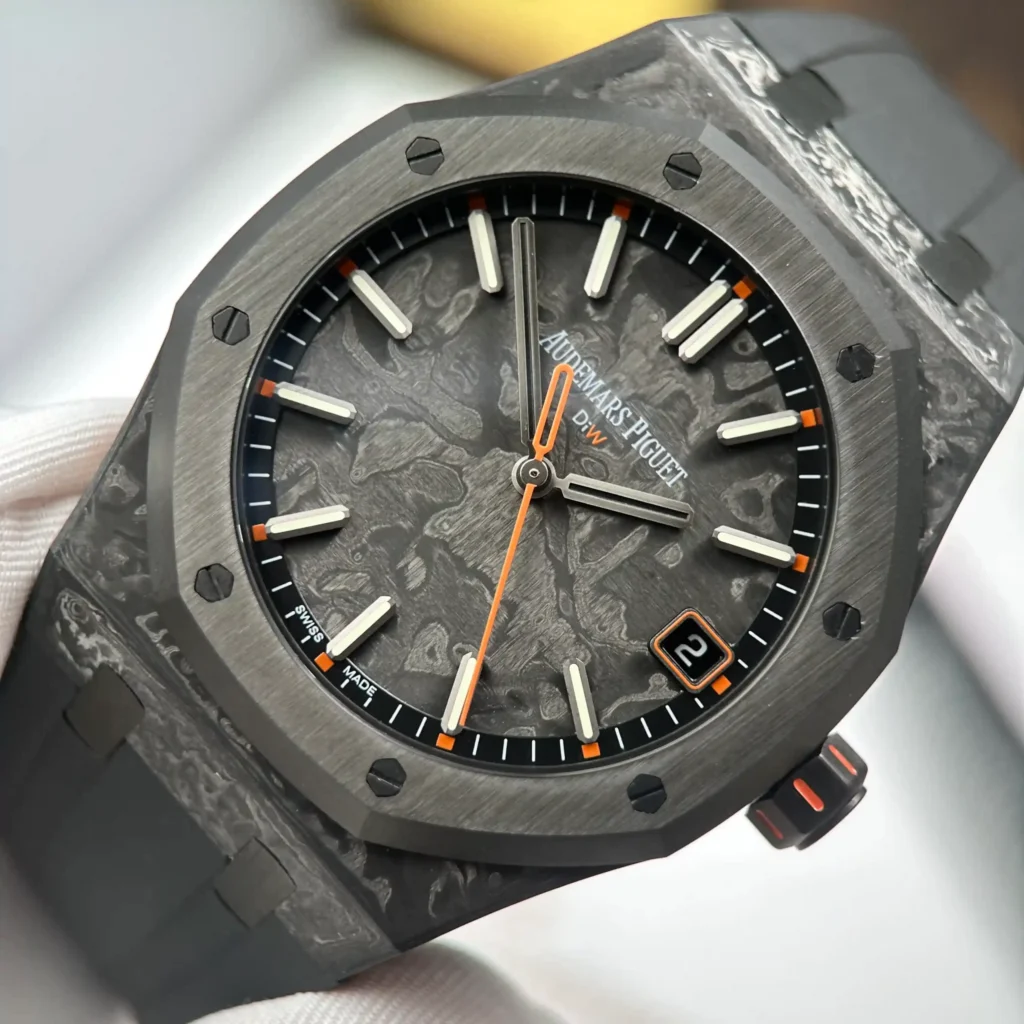 Super Clone Audemars Piguet Royal Oak 15500 DiW Voidline Carbon 41mm orange color — clasp and links