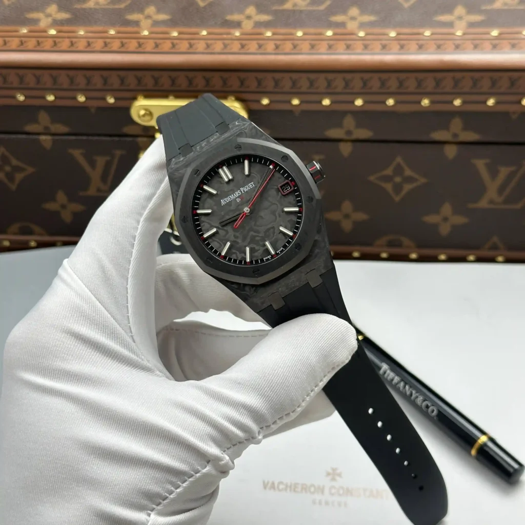 Super Clone Audemars Piguet Royal Oak 41mm Steel Bracelet Carbon — dial close-up
