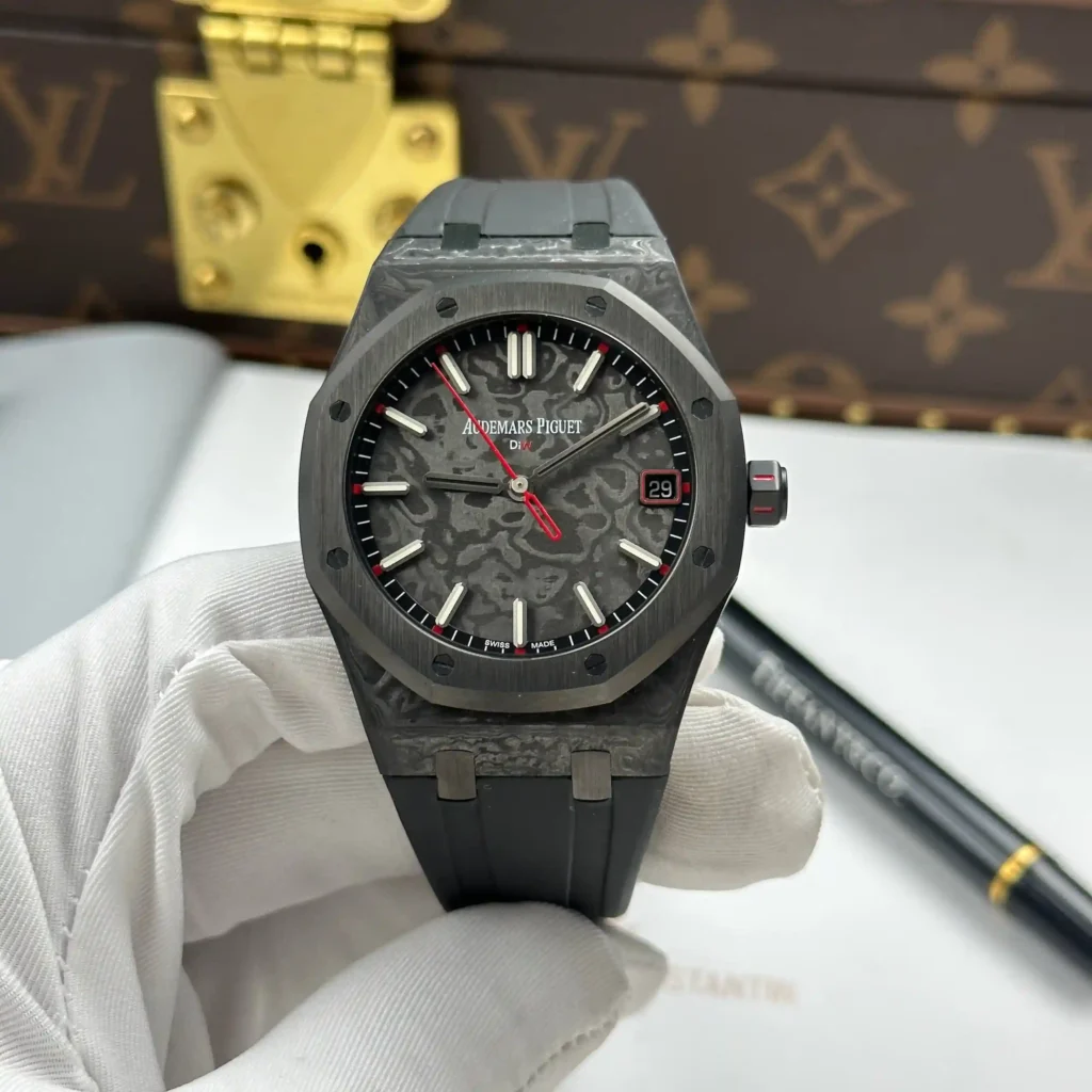 Super Clone Audemars Piguet Royal Oak 41mm Steel Bracelet Carbon — case and bezel