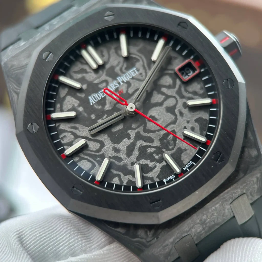 Super Clone Audemars Piguet Royal Oak 41mm Steel Bracelet Carbon — clasp and links