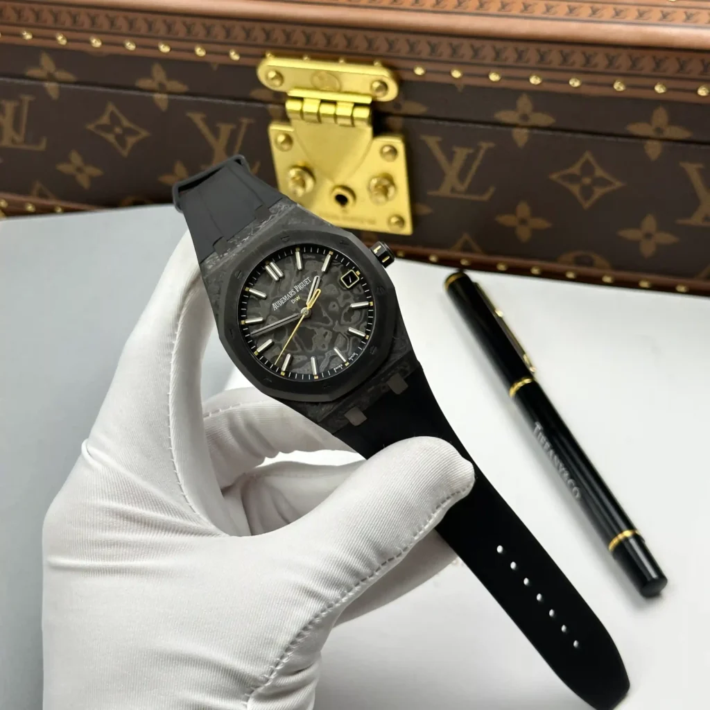 Super Clone Audemars Piguet Royal Oak 41mm Steel Bracelet Carbon — dial close-up