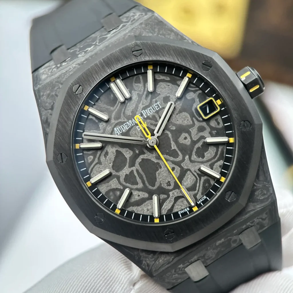 Super Clone Audemars Piguet Royal Oak 41mm Steel Bracelet Carbon — clasp and links