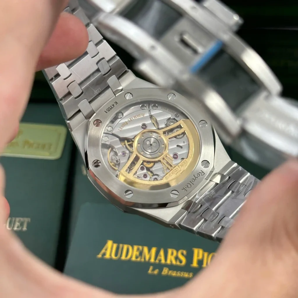 Super Clone Audemars Piguet Royal Oak 41mm Steel Bracelet Steel — on leather display