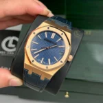 Super Clone Audemars Piguet Royal Oak 15510OR Yellow Gold 41mm Blue Dial — case and bezel