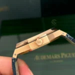 Super Clone Audemars Piguet Royal Oak 15510OR Yellow Gold 41mm Blue Dial — side profile