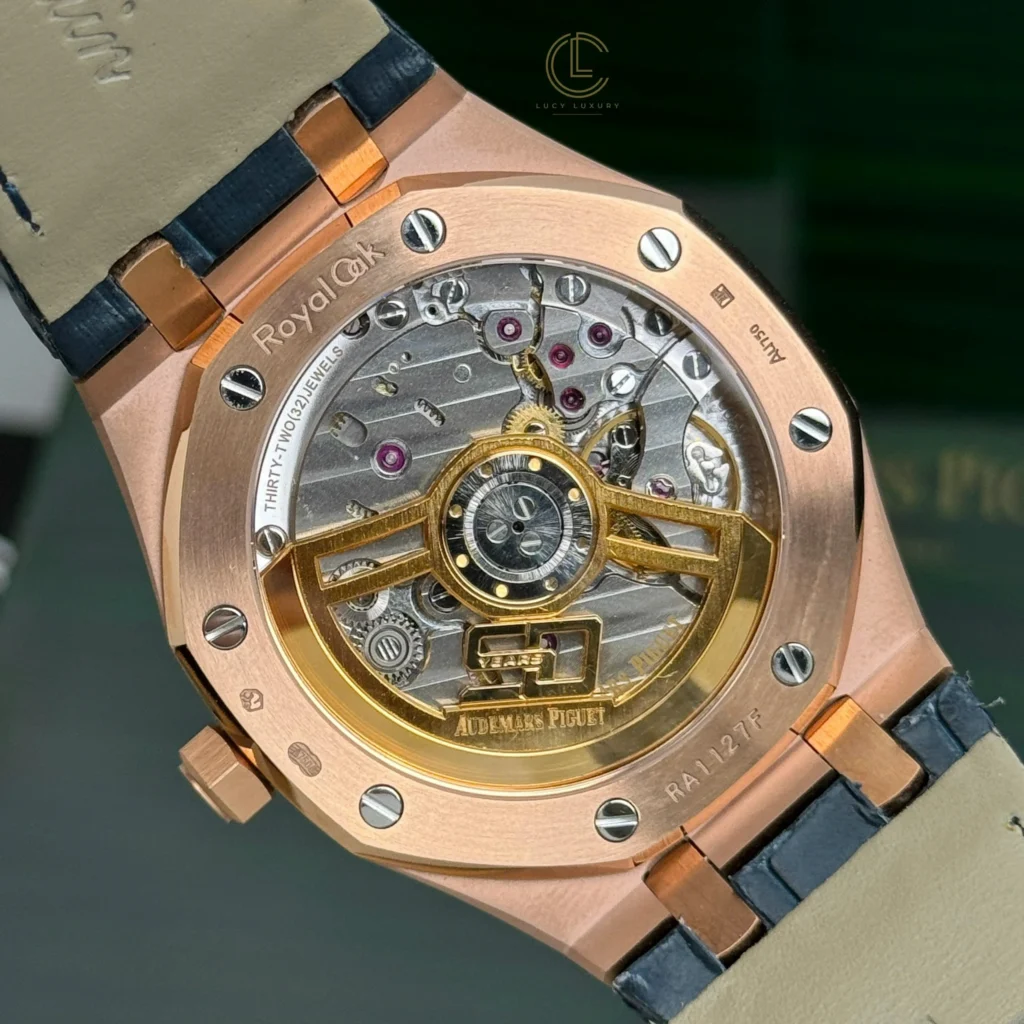 Super Clone Audemars Piguet Royal Oak 15510OR Yellow Gold 41mm Blue Dial — clasp and links