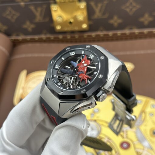 Super Clone Audemars Piguet Royal Oak Concept Tourbillon Spider-Man Limited Edition Of 250 – — on leather display