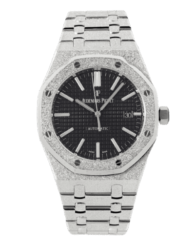 Super Clone Audemars Piguet Royal Oak Frosted Gold 41mm Black Dial Steel