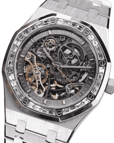 Super Clone Audemars Piguet Royal Oak Frosted Gold Double Balance Wheel Openworked 41mm benzen Baugette