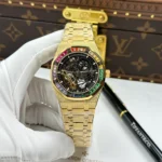 Super Clone Audemars Piguet Royal Oak Frosted Gold Double Balance Wheel Openworked 15412Ba.Yg.1224Ba.01 41mm — dial close-up