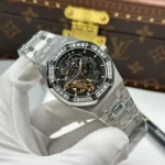 Super Clone Audemars Piguet Royal Oak Frosted Gold Double Balance Wheel Openworked 41mm benzen Baugette — dial close-up