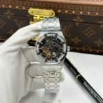 Super Clone Audemars Piguet Royal Oak Frosted Gold Double Balance Wheel Openworked 41mm benzen Baugette — case and bezel