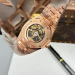 Super Clone Audemars Piguet Royal Oak Frosted Gold Double Balance Wheel Openworked 15412OR.YG.1224OR.01-B 41mm — movement / caseback view