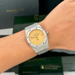 Super Clone Audemars Piguet Royal Oak Jumbo Extra-Thin 15202BC.OO.1240BC.01 39mm Yellow Dial — side profile