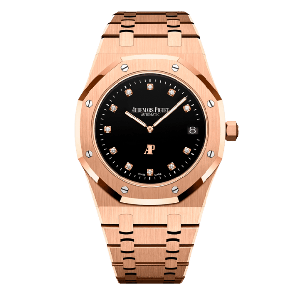 Super Clone Audemars Piguet Royal Oak “Jumbo” Extra-Thin 15207OR.OO.1240OR.01 39mm Black Dial Rose Gold –