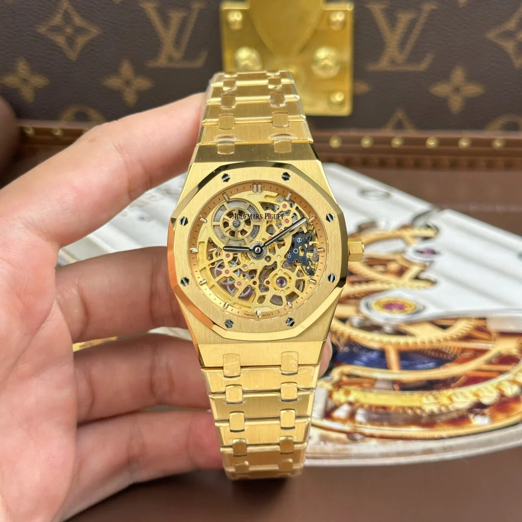 Super Clone Audemars Piguet Royal Oak Jumbo Extra-thin Openworked 16204BA.OO.1240BA.01 39mm — dial close-up