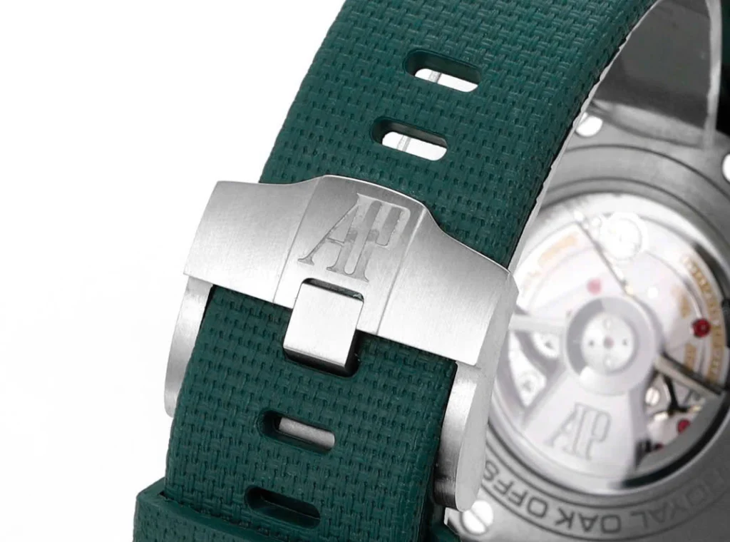 Super Clone Audemars Piguet Royal Oak Offshore 26405ce 44mm Green — on leather display