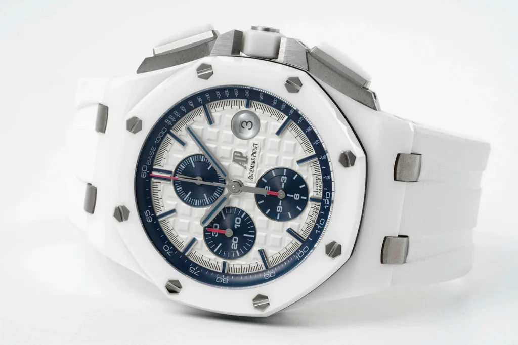 Super Clone Audemars Piguet Royal Oak Offshore Chronograph Ceramic 26402CB 44mm White Dial – — side profile