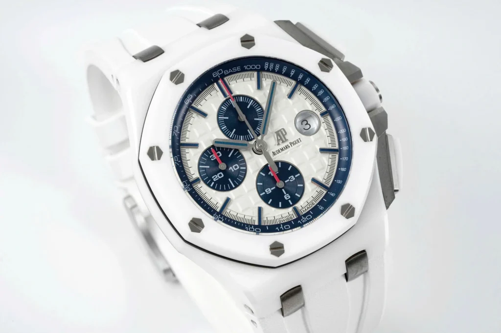 Super Clone Audemars Piguet Royal Oak Offshore Chronograph Ceramic 26402CB 44mm White Dial – — movement / caseback view
