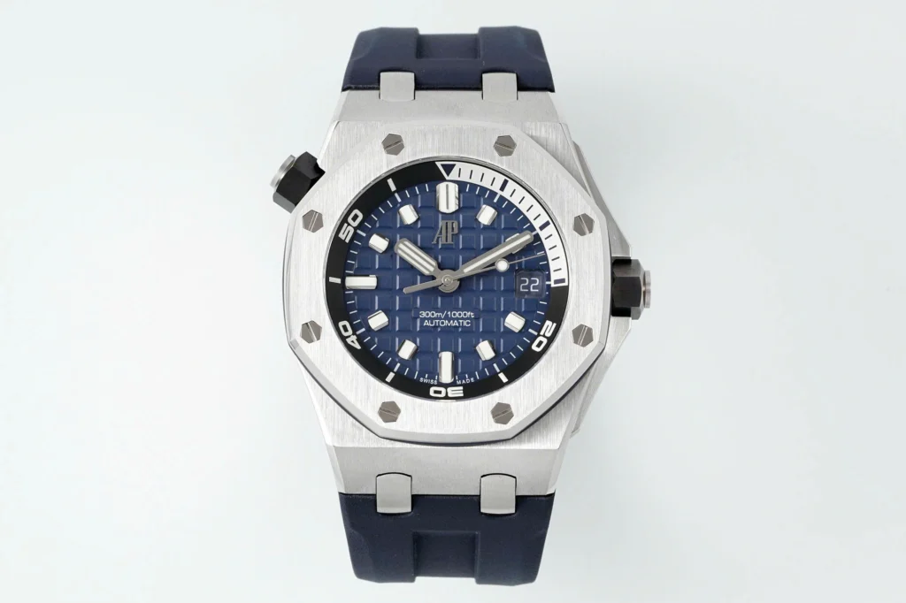 Super Clone Audemars Piguet Royal Oak Offshore Diver 15720ST 42mm Blue Dial — dial close-up