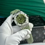 Super Clone Audemars Piguet Royal Oak Offshore Diver 15720ST 42mm Green Dial — dial close-up