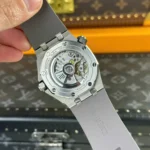 Super Clone Audemars Piguet Royal Oak Offshore Diver 15720ST 42mm Grey Dial – — on leather display